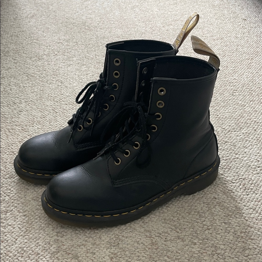 Black Leather Lace-Up Boots